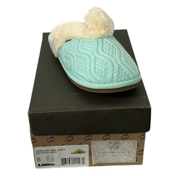 Lamo Caroline Knit Scuff Slippers in Mint - US Size 5 NIB - Picture 5 of 12